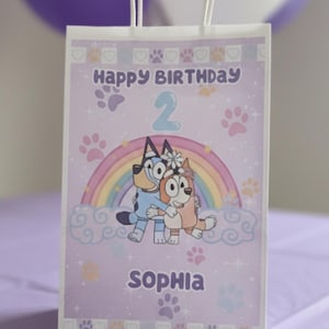 Bluey girl Candy Bags|Bluey Goodie bags|Birthday Gift Bags|Bluey Gable Box| Party Favors|Birthday treat bag/box(Set of 12)