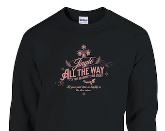 Jingle All The Way Retro Jultröja | Vintage Jultröja | Klassisk Unisex Rundkragetröja | Gildan® 18000 Vit