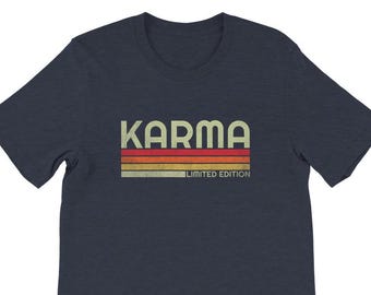 Koszula Vintage Karma Limited Edition | Prezent dla niej | Prezent dla niego | Retro Design | Koszula unisex premium z okrągłym dekoltem | Bella + Canvas 3001