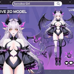 Succubus Demon Girl Vtuber Model, Succubus Demon Night Girl Live2D Vtuber Studio, OBS Stream Model, Demon Girl Vtuber Model, Stream Model