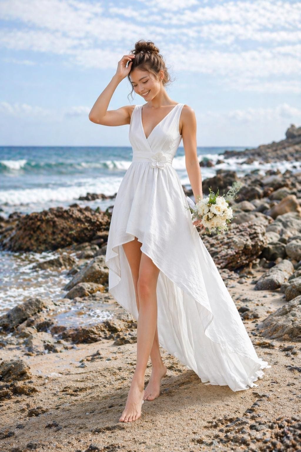 high low beach dress Wedding ExtraClassCode4_CTTN What Colour Shoes To 尺寸:Custom size Featuring a unique hand