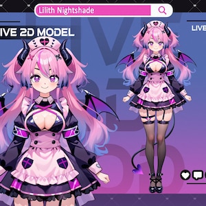 Nurse Demon Succubus Nursing Girl Vtuber Model, Demon Nurse Live2D Vtuber Studio, OBS Stream Model, Lilith Nightshade Vtuber Futuristic