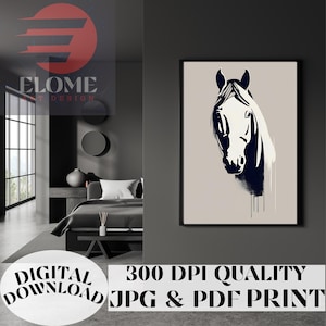 Horse Head Line Art Print: Minimalist Equine Drawing (Digital Download)
