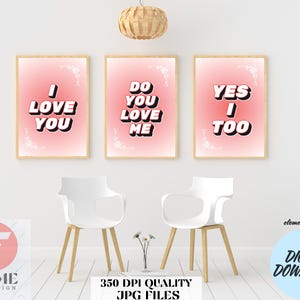 I Love You Wall Art Set: Trendy Couples Gift (Digital Download)