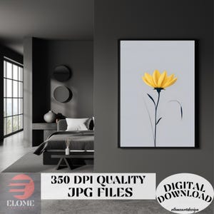 Yellow colored flower wall paintings-1, botanical prints, floral printable art, modern farmhouse art bedroom pictures, wall art decor, print