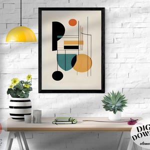 Mid Century Modern Geometric Art Print: Abstract Retro Decor (Digital Download)