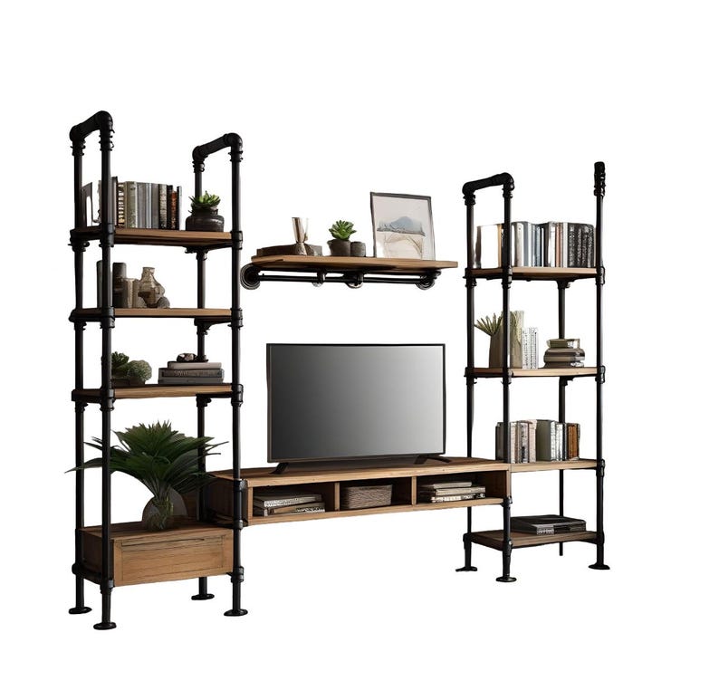 Industrial Style Computer Desk-shelve Book Case Wall Shelve Unit Made ...