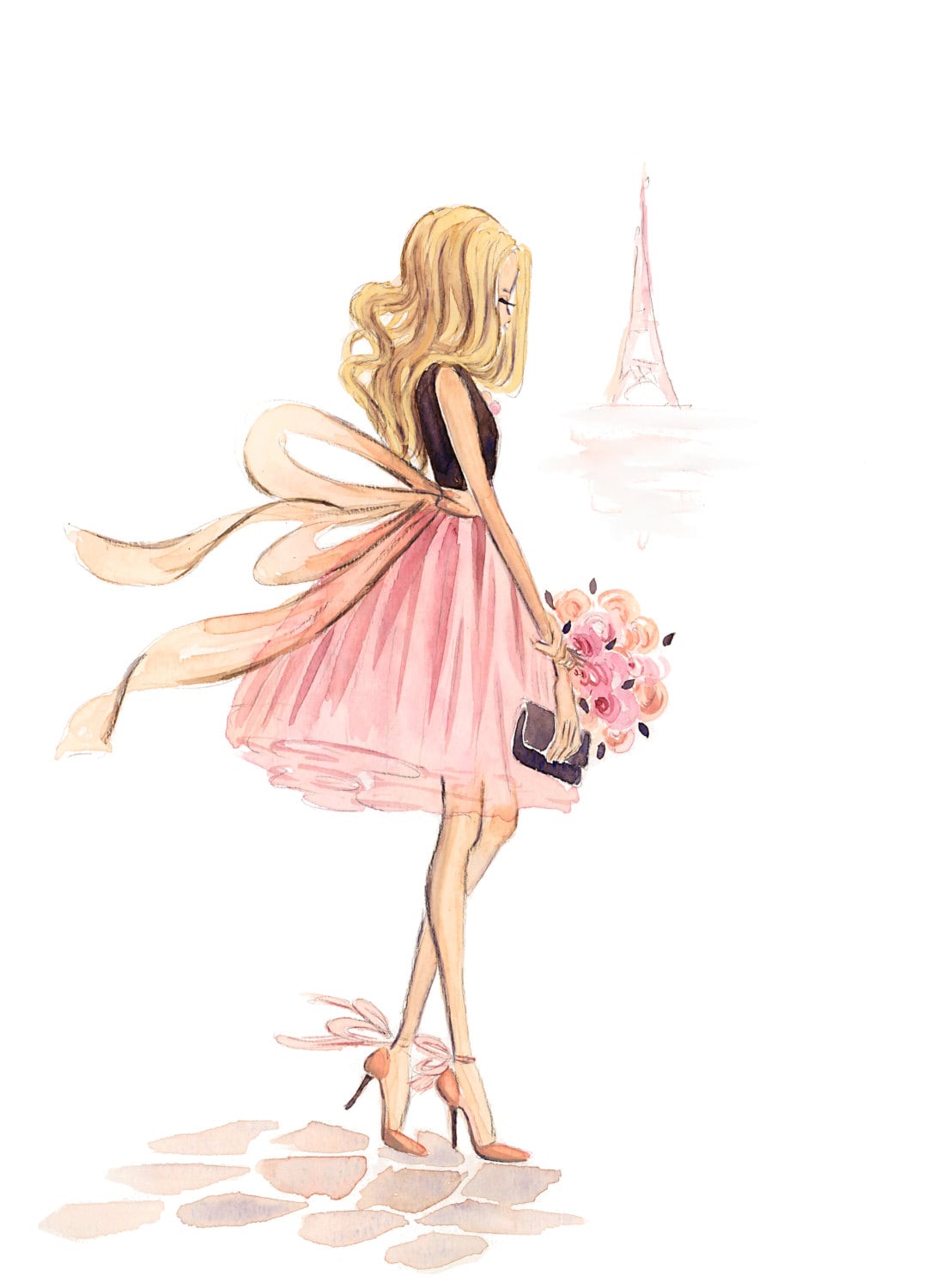 Custom Fashion Illustration watercolor Portrait, Fashion Sketch