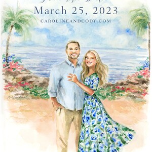 Custom Watercolor Portrait from a Photo, Couple Portrait, Watercolor illustration, Save the Date, Hand Drawn, Personalized Save The Date image 5