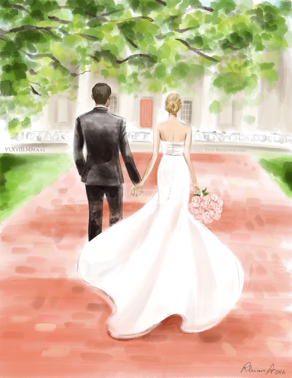 Custom Wedding Portrait Bridal Illustration Bride Groom Etsy