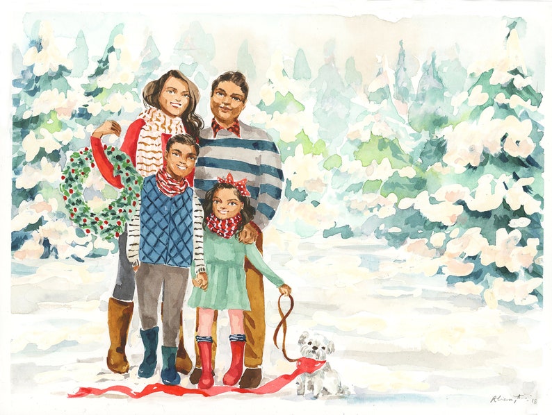 Custom Family Portrait Watercolor Family Illustration - Etsy