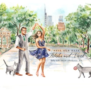 Custom Watercolor Portrait from a Photo, Couple Portrait, Watercolor illustration, Save the Date, Hand Drawn, Personalized Save The Date image 2