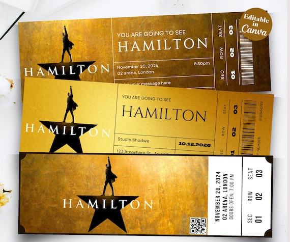 Editable Hamilton Broadway Surprise Ticket Template, Birthday Gift