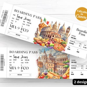 Biglietto regalo digitale per un viaggio a sorpresa a ROMA, carta d'imbarco stampabile per Roma, vai in Italia! - Carta d'imbarco stampabile, biglietto vacanza