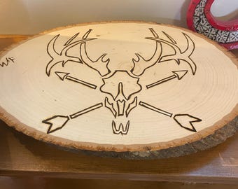 Hand burned wood sign