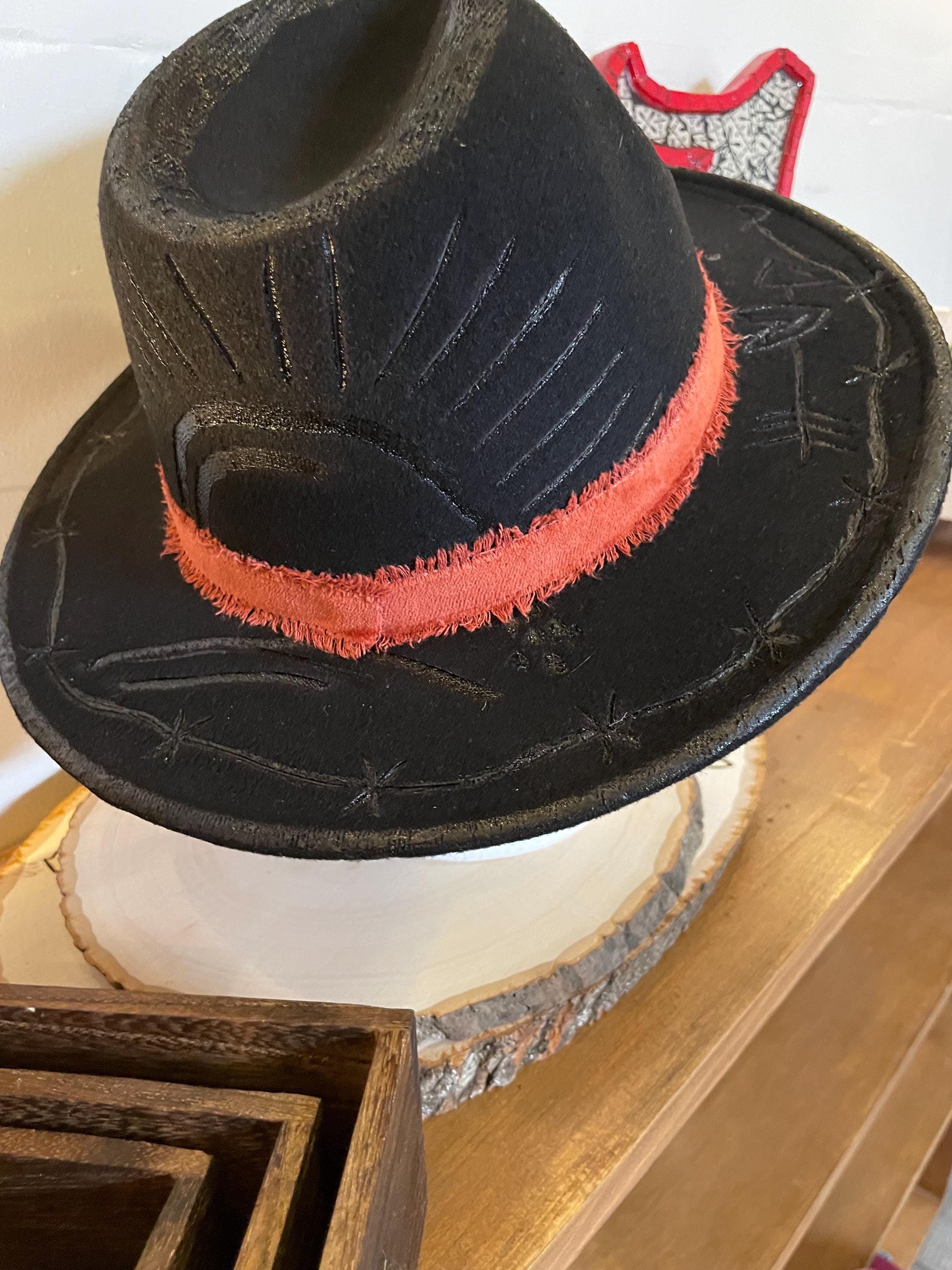 Hand burned Cowboy Hat