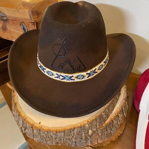 Custom Hand Burned Cowboy Hat