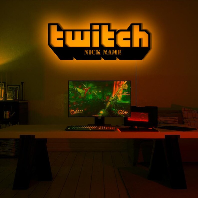 Custom Twitch Gamertag Name Sign, Gaming Room RGB Led Light Up, Gamer