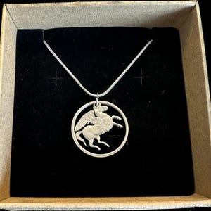 Pegasus Hand Cut Greek 5 Drachmai Coin Necklace Jewelry 18&quot; NEW