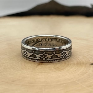 Victorian Sterling Silver Newfoundland 50 Cent Coin Ring Jewelry NEW