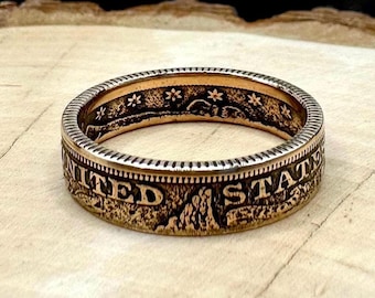 Antique 1895 U.S. 90% Gold Half Eagle 5 Dollar Coin Ring Jewelry Band New