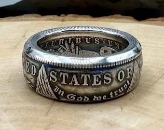 Handmade Antique U.S. 90% Silver Morgan Dollar Coin Ring Band Jewelry NEW