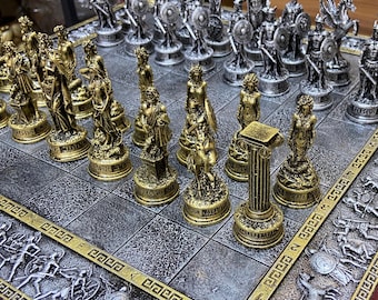 Greek Mythology Chess Set: Handcrafted Polystone Resin Pieces