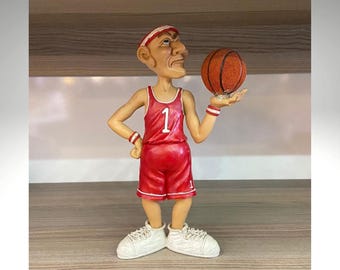 Basketball Player Figurine: Marble & Bone Dust Sculpture, Sports Gift