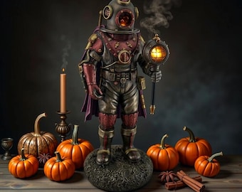 Steampunk skeletduiker beeldje met licht - Veronese Design