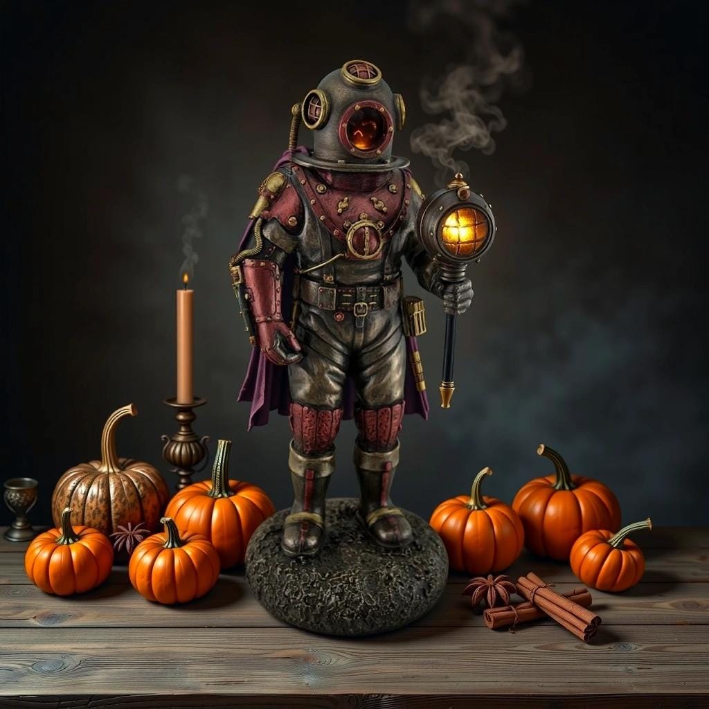 Steampunk Skeleton Diver Figurine With Light - Veronese Design - Etsy