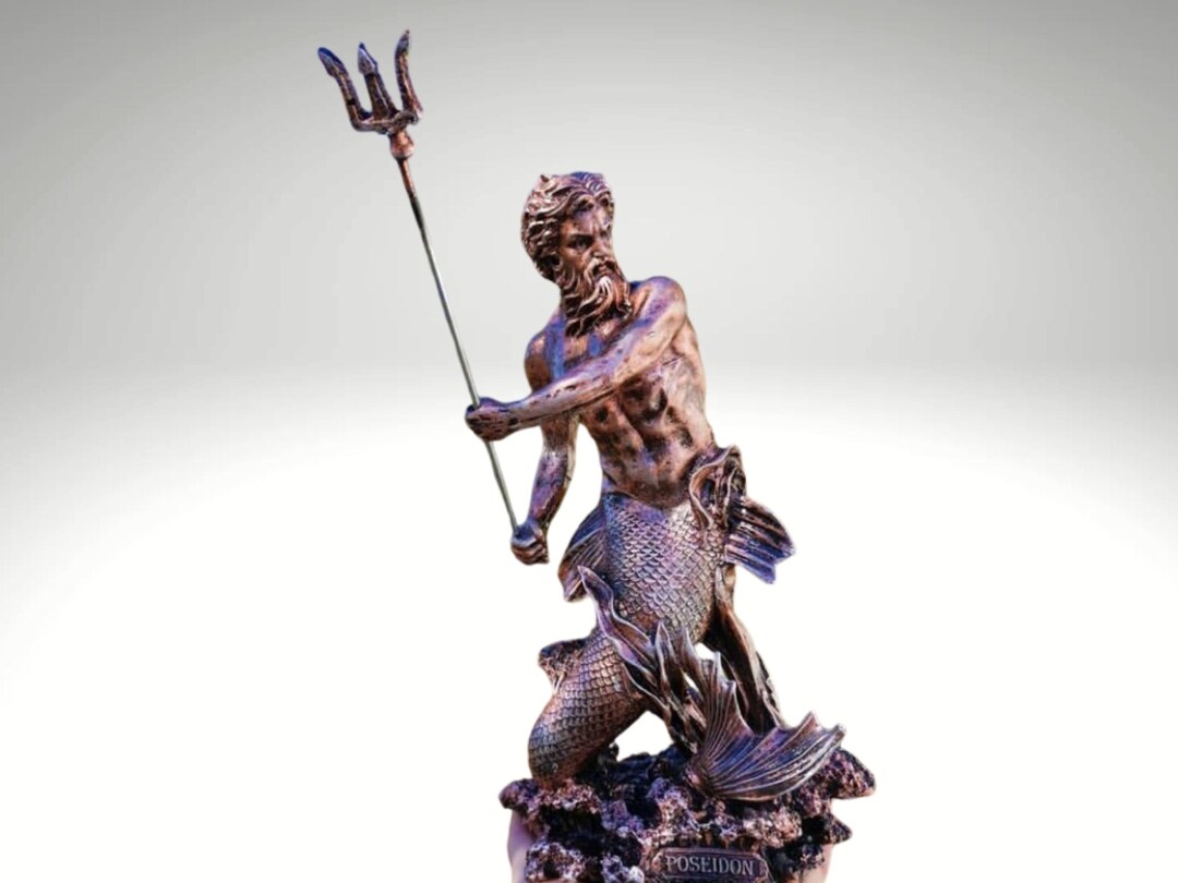 Poseidon Greek God of the Sea Neptune Figurine Statue Sculpture Bronze Finish 19.69 inches Poseidon Greek God of the Sea Neptune Figurine Statue Sculpture Bronze Finish 19.69 inches
