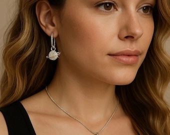 Hypoallergenic Silver-tone Drop Earrings with Swarovski Crystal Elements