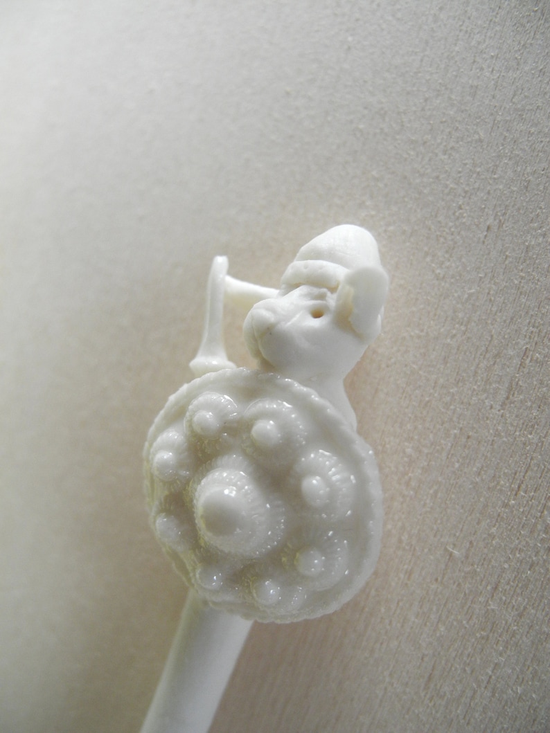 in white porcelain Viking warrior spoon sugar scoop