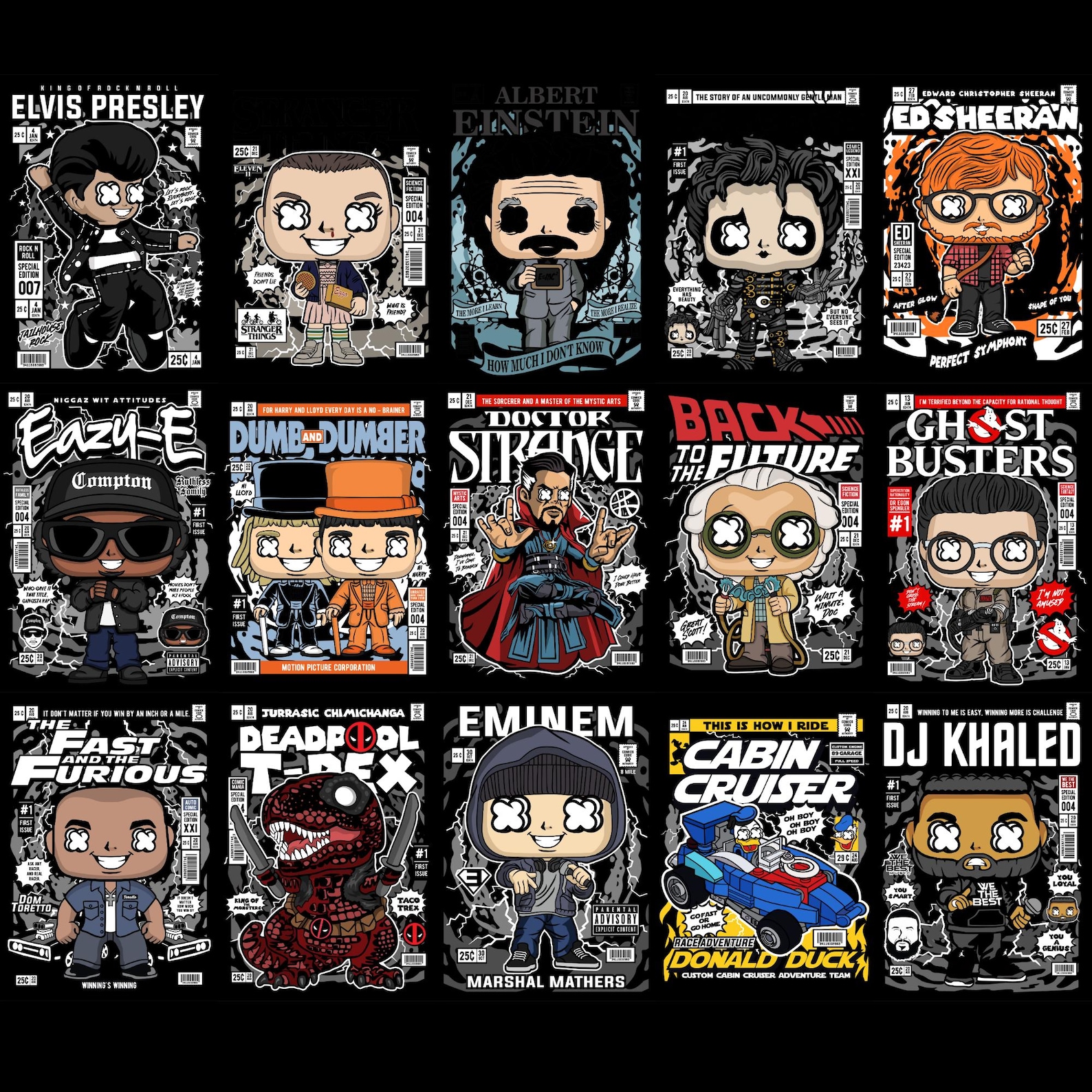 210+ Pop Art T-shirt Design Bundle, Famous Celebrities Clipart Design ...