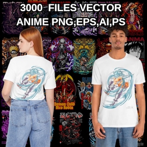 3000 Anime PNG SVG AI Vector Designs | Arte de Anime de Alta Qualidade para Camisetas, Cartazes, Adesivos | Download Instantâneo