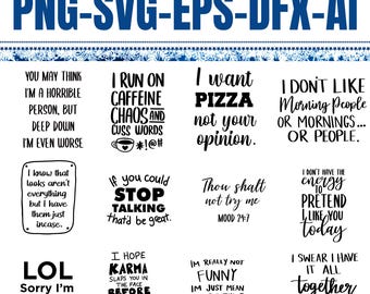 70 files Sarcastic SVG Bundle, Funny SVG bundle, Sarcasm SVG bundle, Sassy Svg quotes shirts, Funny mom gift, Funny mom Png, Silhouette,