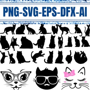 500 files Cat SVG Bundle, Cat PNG Bundle, Cat Clipart, Kitten svg, Cat Silhouette, Cat SVG Cut Files for Cricut, Cat Head Svg, dxf Cute Cat