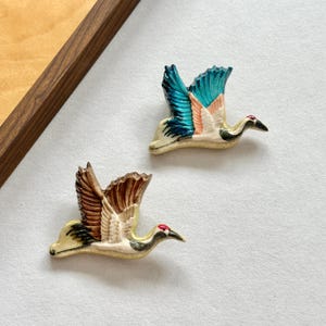 Bird Crane Brooch Jewelry, Lady Pins Gift, Chinese aesthetics, Clay