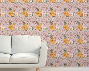 Wallpaper Peel and Stick Walls and Furniture, Removable, Matte Finish, Textile Texture, PVC Free Modern Design girls pink Flowers