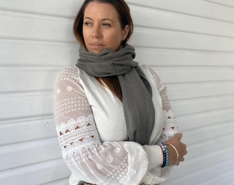 Pashminasjal grå - Autentisk Chyangra Pashminasjal handgjord lyx från Nepal