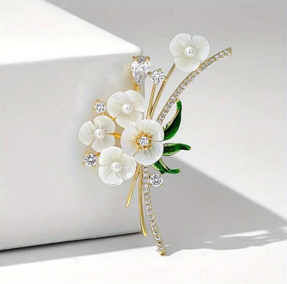 Enamel Flower Brooch Pin