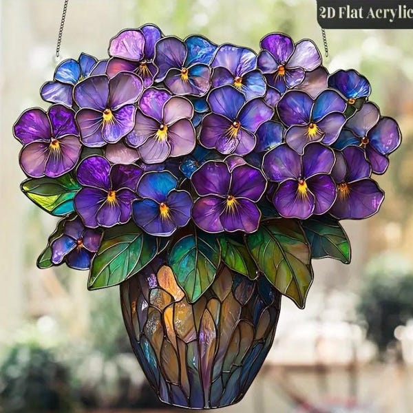 SUNCATCHER-One Piece Elegant Violet Flowers Acrylic Suncatcher