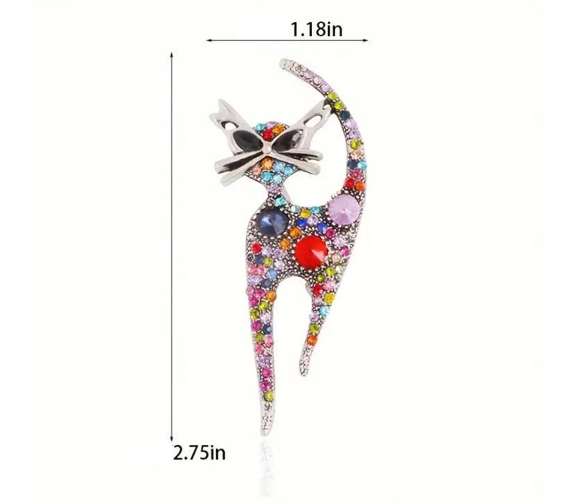 BROOCH - Rhinestone Cat Brooch Pin - Etsy