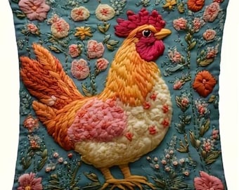 THROW PILLOW COVER - Modern Chicken Design Decorative Pillowcase (Not Embroidery)18X18 inch