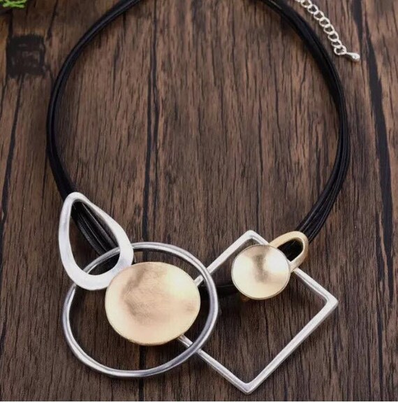 NECKLACE Geometric Circular Rectangle Necklace - image 1