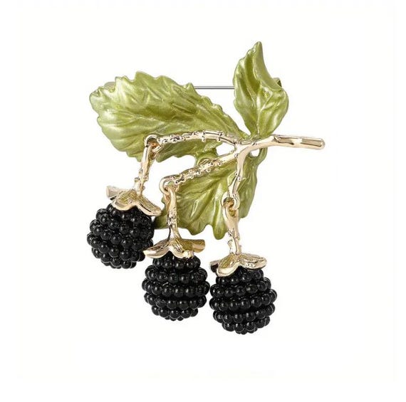 Elegant Enamel Blackberry Brooch