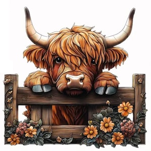 SUNCATCHER- Acrylic Highland Cow Suncatcher  Stained Glass Style