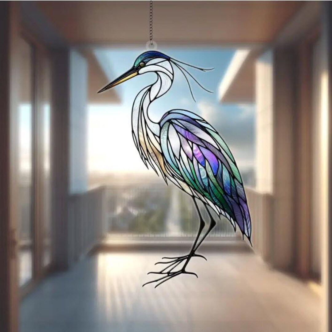 Acrylic Blue Heron Bird Suncatcher - Etsy