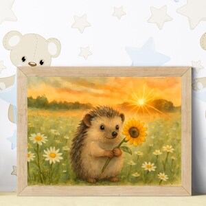 Stampe artistiche da parete con fiabe rustiche, decorazioni per la cameretta dei bambini, animali del bosco, arte stravagante per la cameretta dei bambini, set di opere d&#39;arte ispirate alla natura