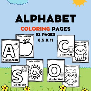 Coloriages de l&#39;alphabet à imprimer pour les enfants, livre de coloriage éducatif à imprimer pour l&#39;école à la maison
